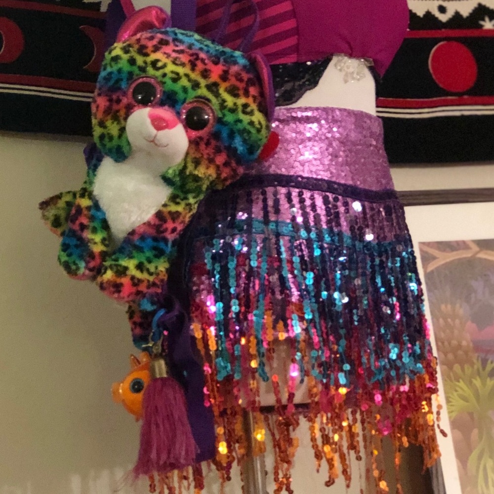 Rainbow Leopard Rave Mini Backpack/Keychain  - Picture 3 of 5